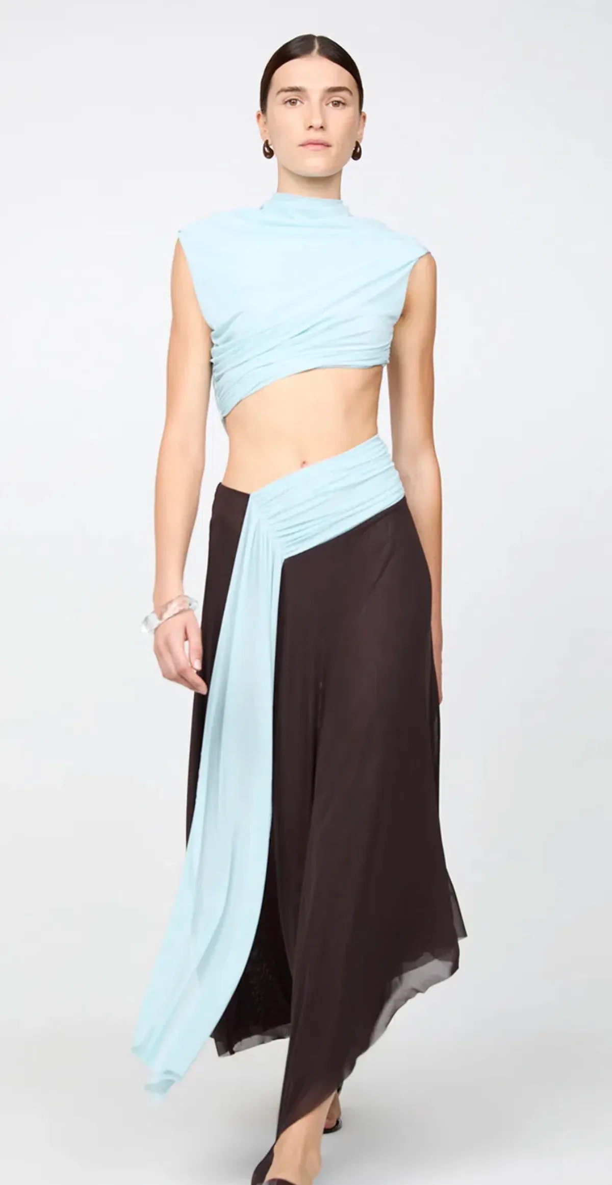 Bec & Bridge - Conni Asym Midi Dress – Arctic Blue / Dark Chocolate- Size 8 - Image 7