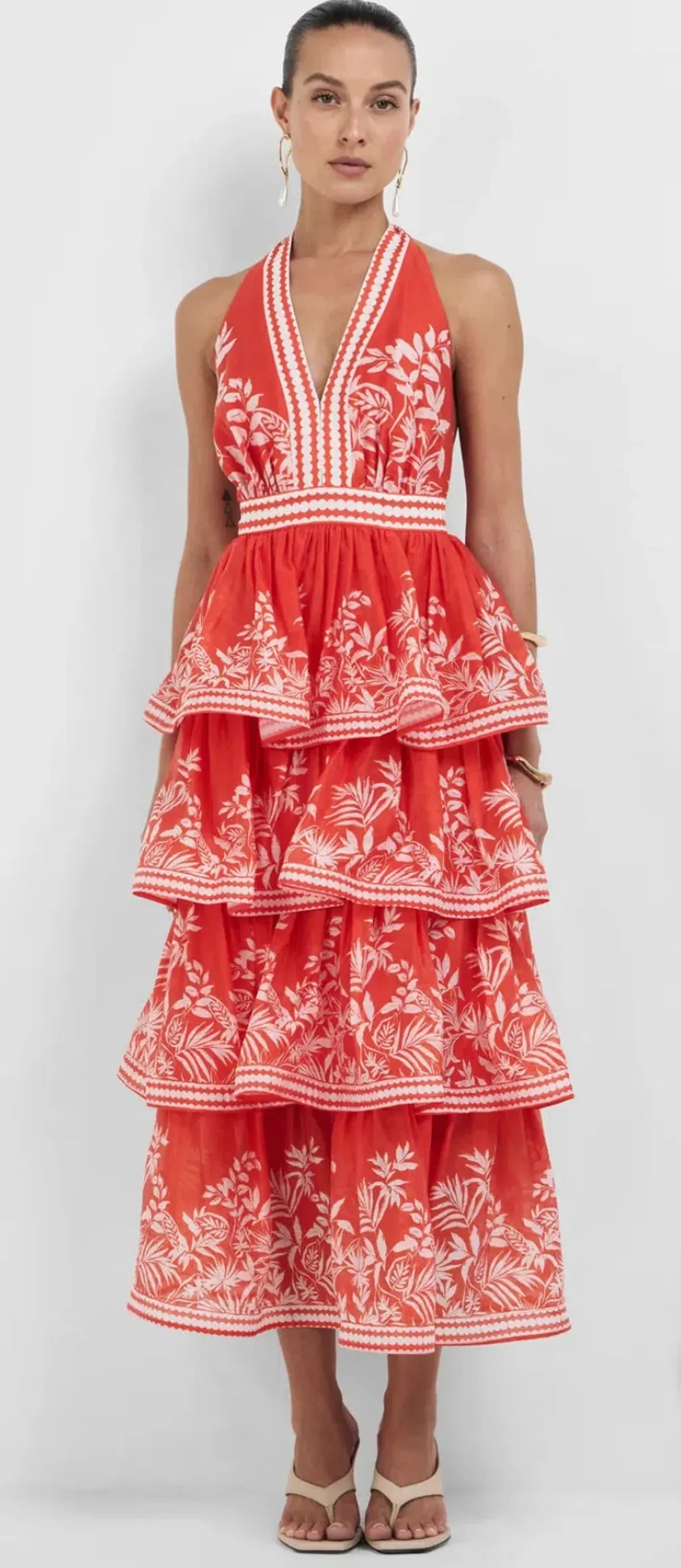 Sheike- Ravello Palm Dress- Red- Size 16 - Image 1