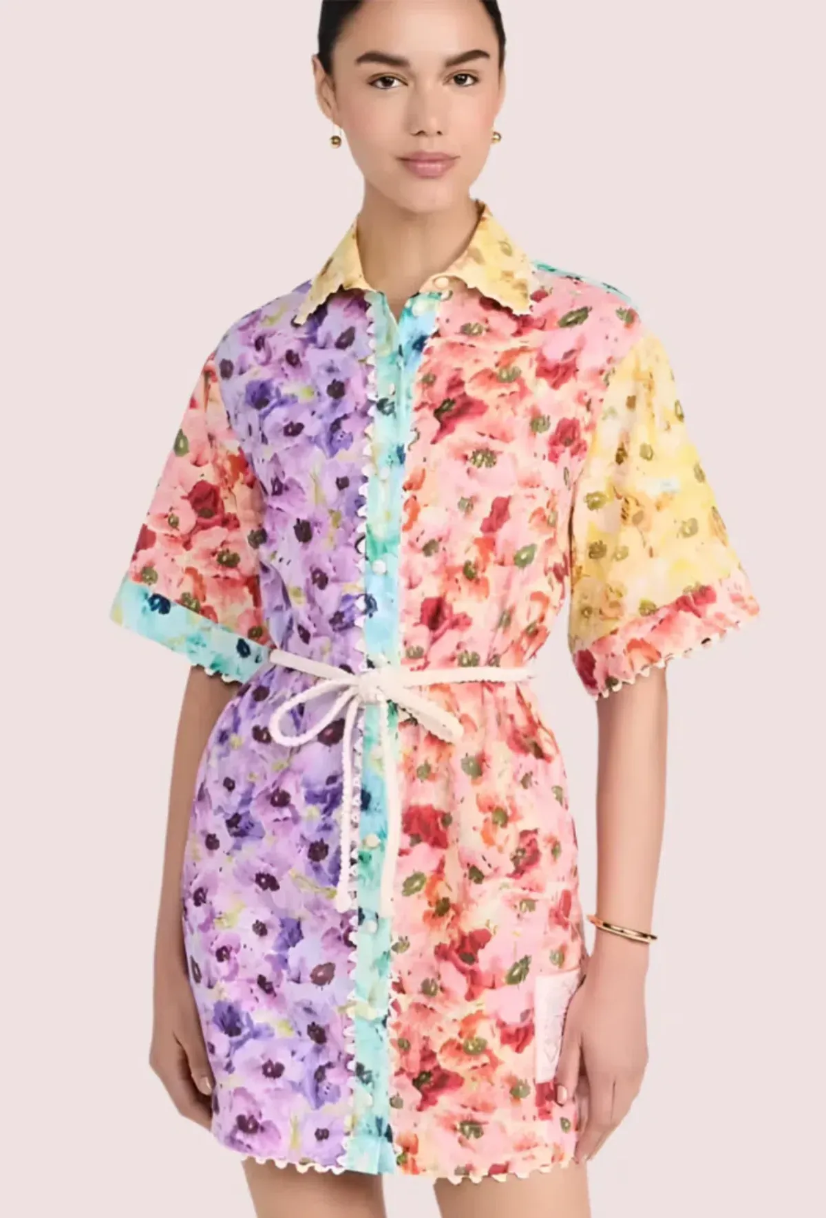 Zimmermann Lightburst Mini Shirt Dress Size 3 AU 14 - Image 1