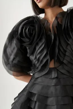 AJE Amour Ruffle Mini Dress- Black AU6 for rent on The Volte - image 4
