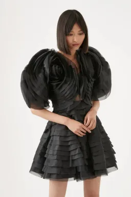 AJE Amour Ruffle Mini Dress- Black AU6 for rent on The Volte - image 3