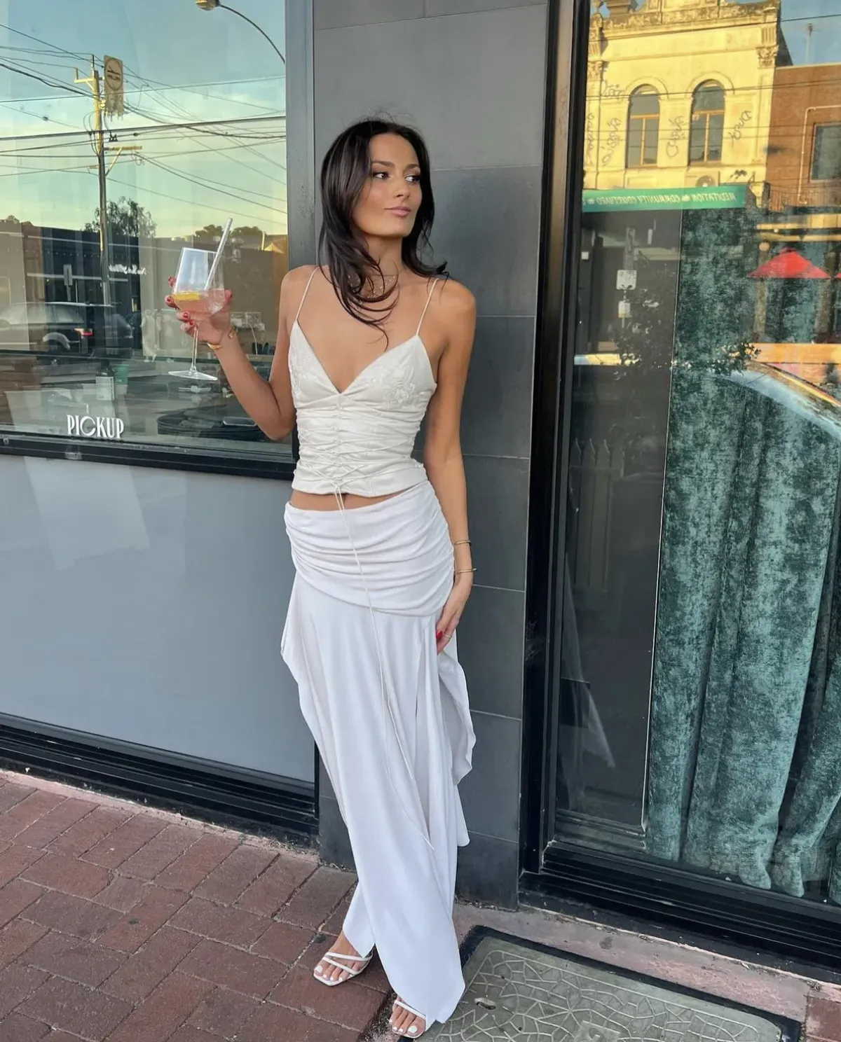 House of CB Antonella Vegan Leather Corset & Kaira Draped Skirt Set Off White Size XS/S - Image 1