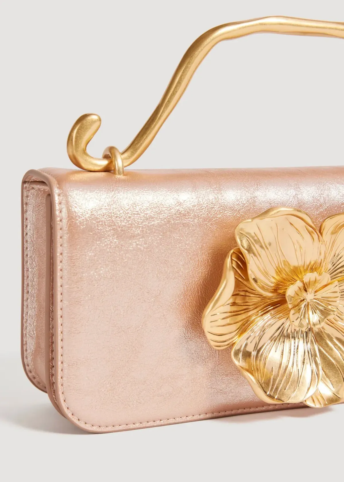 Aje Alessia Flower Clutch Rose Gold Metallic - Image 2