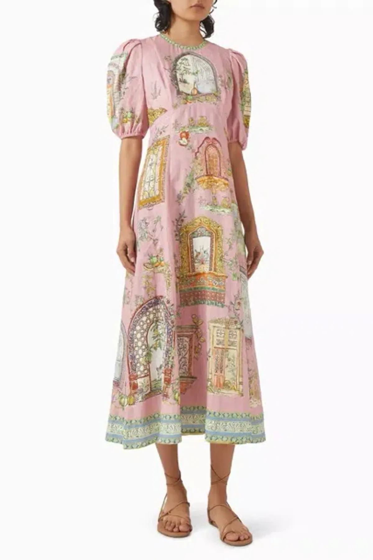 ALEMAIS Monte Midi Dress Pink Print Size 8 AU - Image 16
