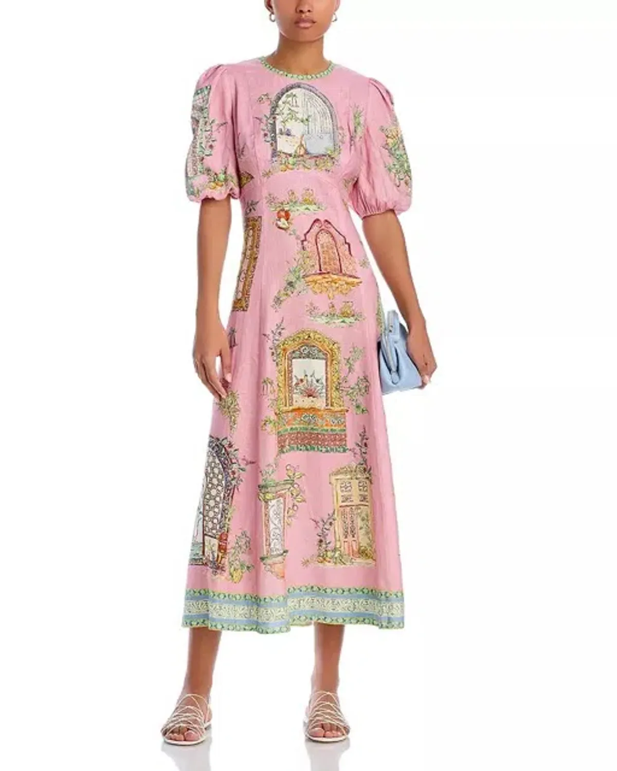 ALEMAIS Monte Midi Dress Pink Print Size 8 AU - Image 11
