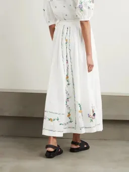 ALEMAIS Willa Embroidered Blouse and Midi Skirt Set White Floral Size 10 AU for rent on The Volte - image 3