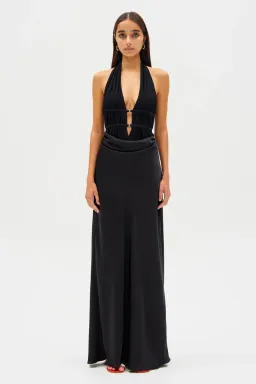 New MISHA Celine Satin Maxi Dress in Black - Size 4AU / XXS formal gown for rent on The Volte - image 1