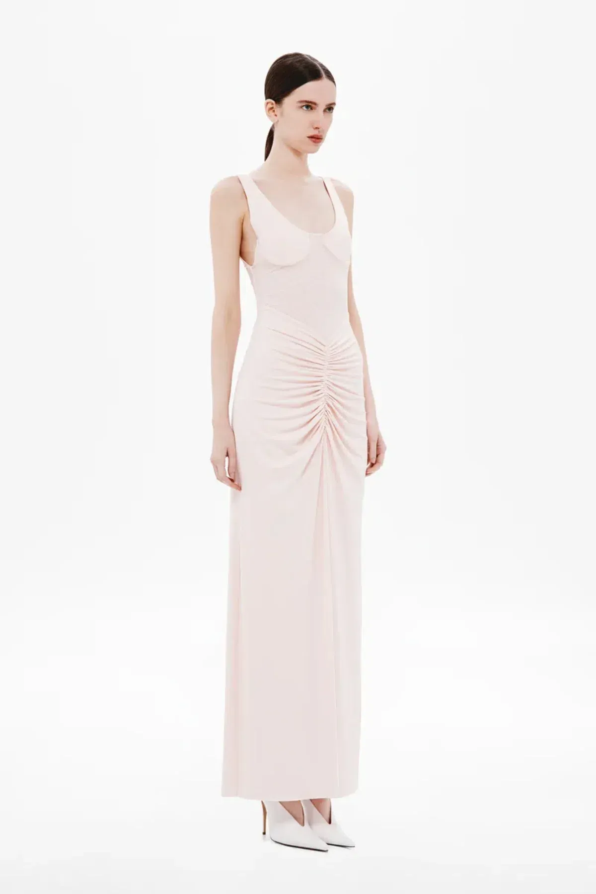New MISHA "The Gisele" Jersey Dress in Dusty Pink, - Size 8 AU / S - Mesh Maxi Gown - Image 3