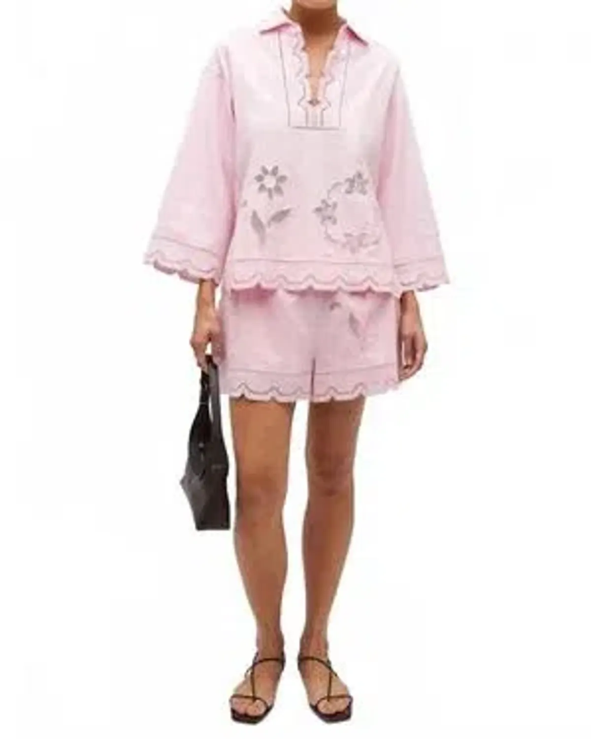 OROTON Tablecloth Lace Top & Lace Shorts Ballet Pink Size 10 AU - Image 1