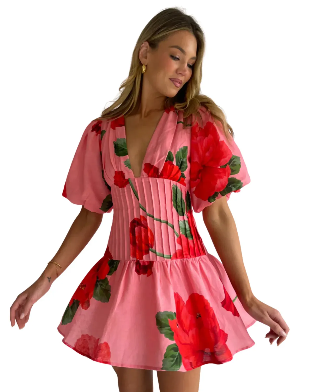 By Nicola Neve Mini Dress in Raspberry Bloom Size 10 - Image 1