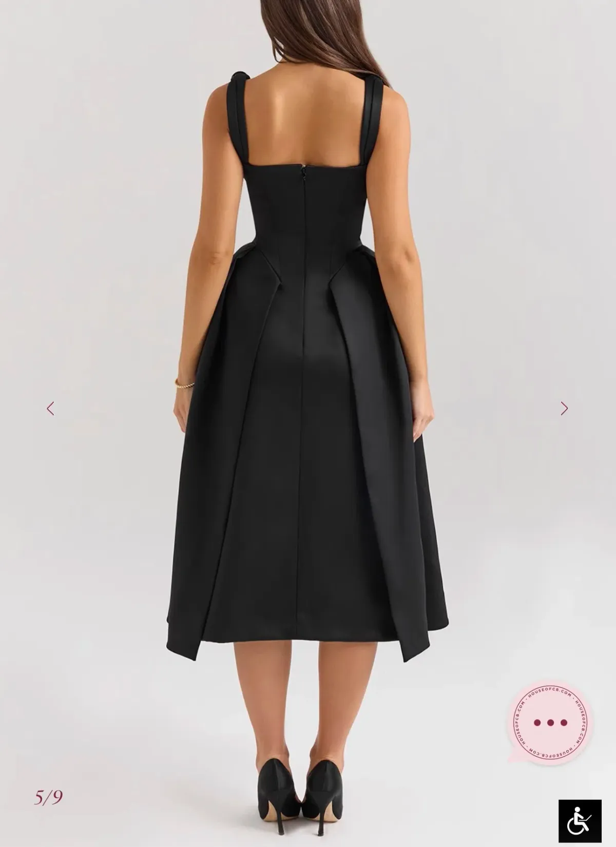 House of CB Paloma Black Satin Twist Strap Midi Dress Size M - Image 4