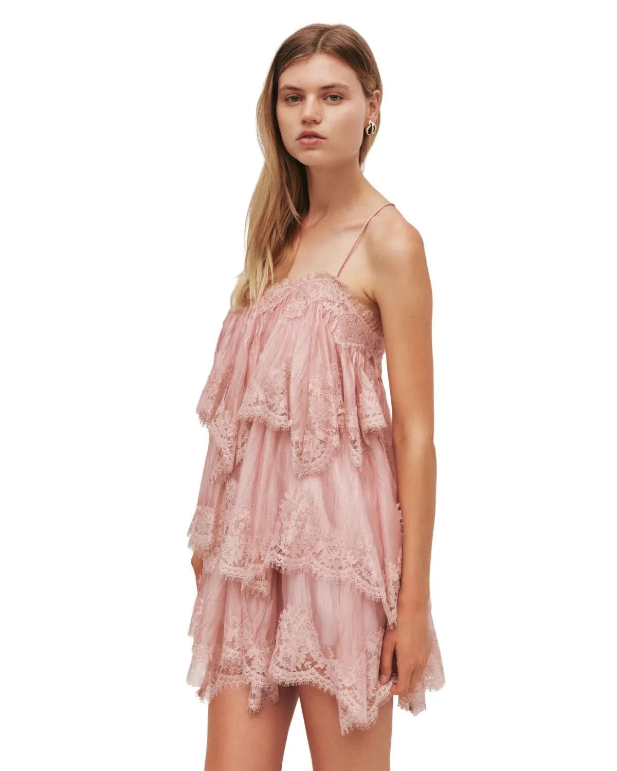 Aje Ophelia Lace Mini Dress Fawn Pink Size 12 - Image 6