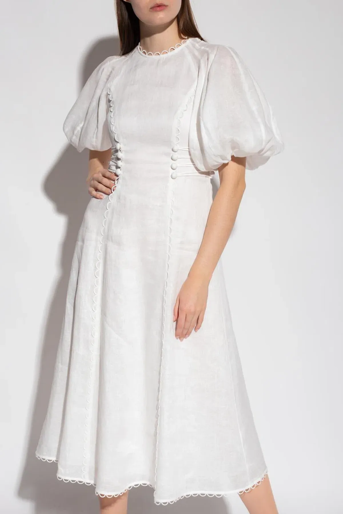 ZIMMERMANN ROSA LACED MIDI DRESS WHITE (Size: 1) - Image 1
