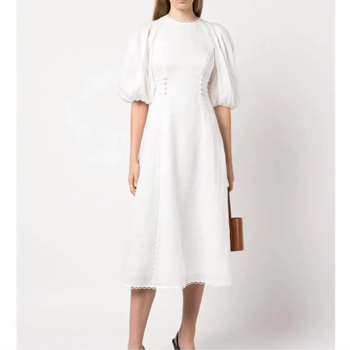 ZIMMERMANN ROSA LACED MIDI DRESS WHITE (Size: 1) - Image 2