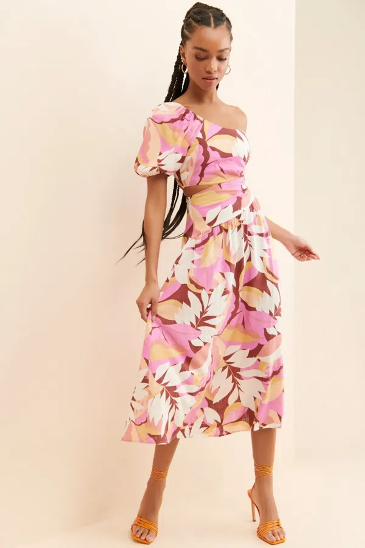 MINKPINK Kali One Shoulder Midi Dress – Tropical Floral – Size S - Image 2