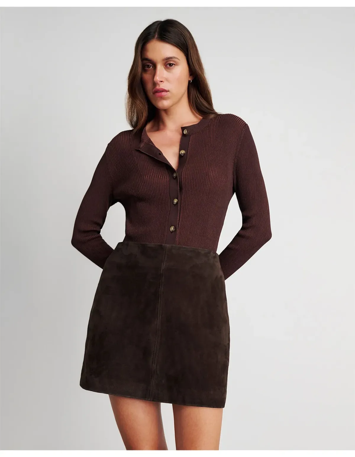 Jag Ophelia Suede Mini Skirt Brown Size 12 - Image 2