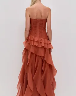 Aje Canyon Gown Coral clay size 6  for rent on The Volte - image 4