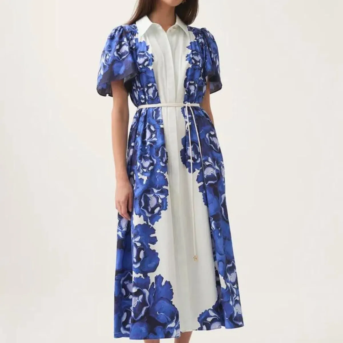 Aje Blue and white Fernanda shirt dress - Image 1