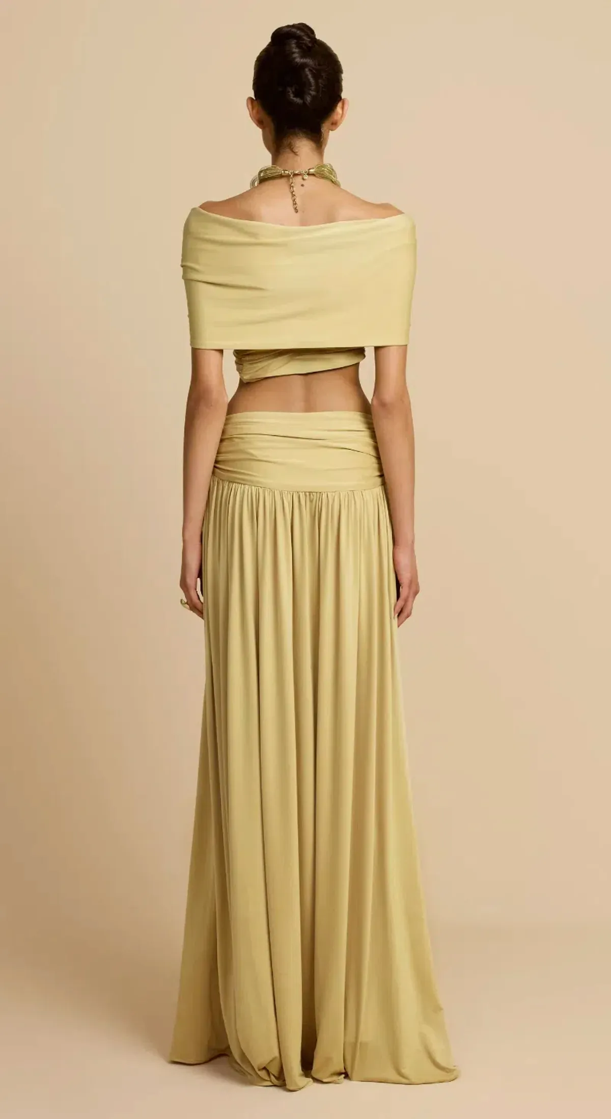 ARCINA ORI ALESSIA CROPPED TOP AND MAXI SKIRT SET SAND YELLOW XS / AU 6 - Image 8