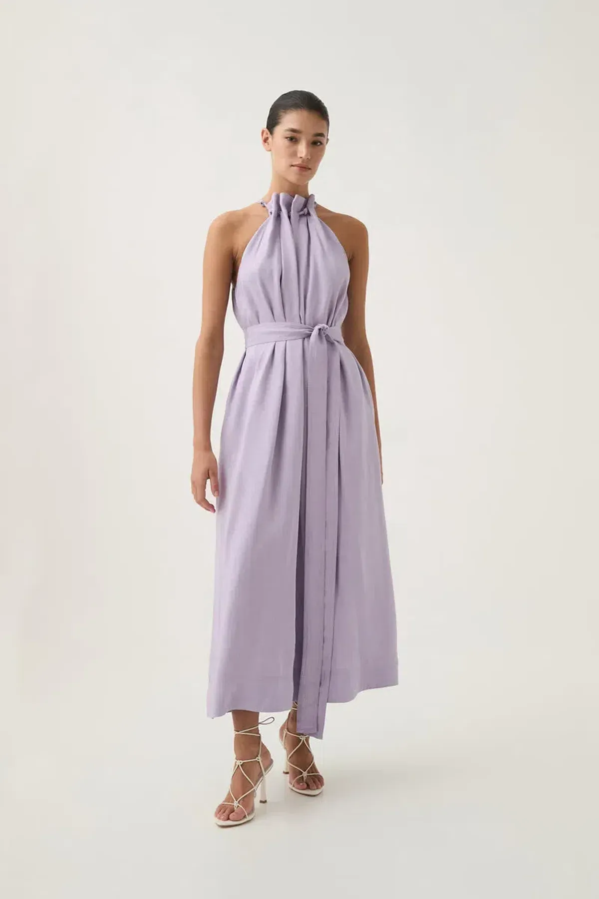 Aje Mariel Trapeze Midi Dress Lilac Size 16 - Image 3