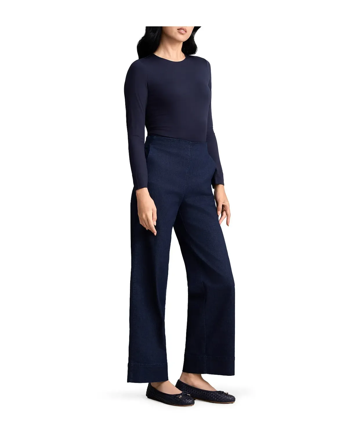 Blue Illusion Wide Leg Tailored Jeans-Dark Denim Size 8 - Image 3