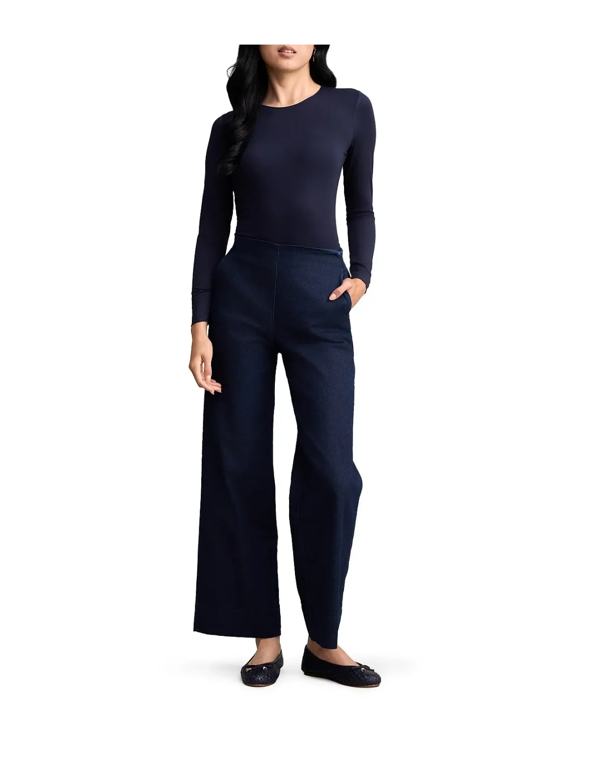 Blue Illusion Wide Leg Tailored Jeans-Dark Denim Size 8 - Image 1