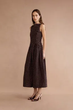 Lovaan Val Midi Dress Cacao Spot Size 12 for rent on The Volte - image 3