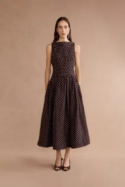 Lovaan Val Midi Dress Cacao Spot Size 12 for rent on The Volte - image 1