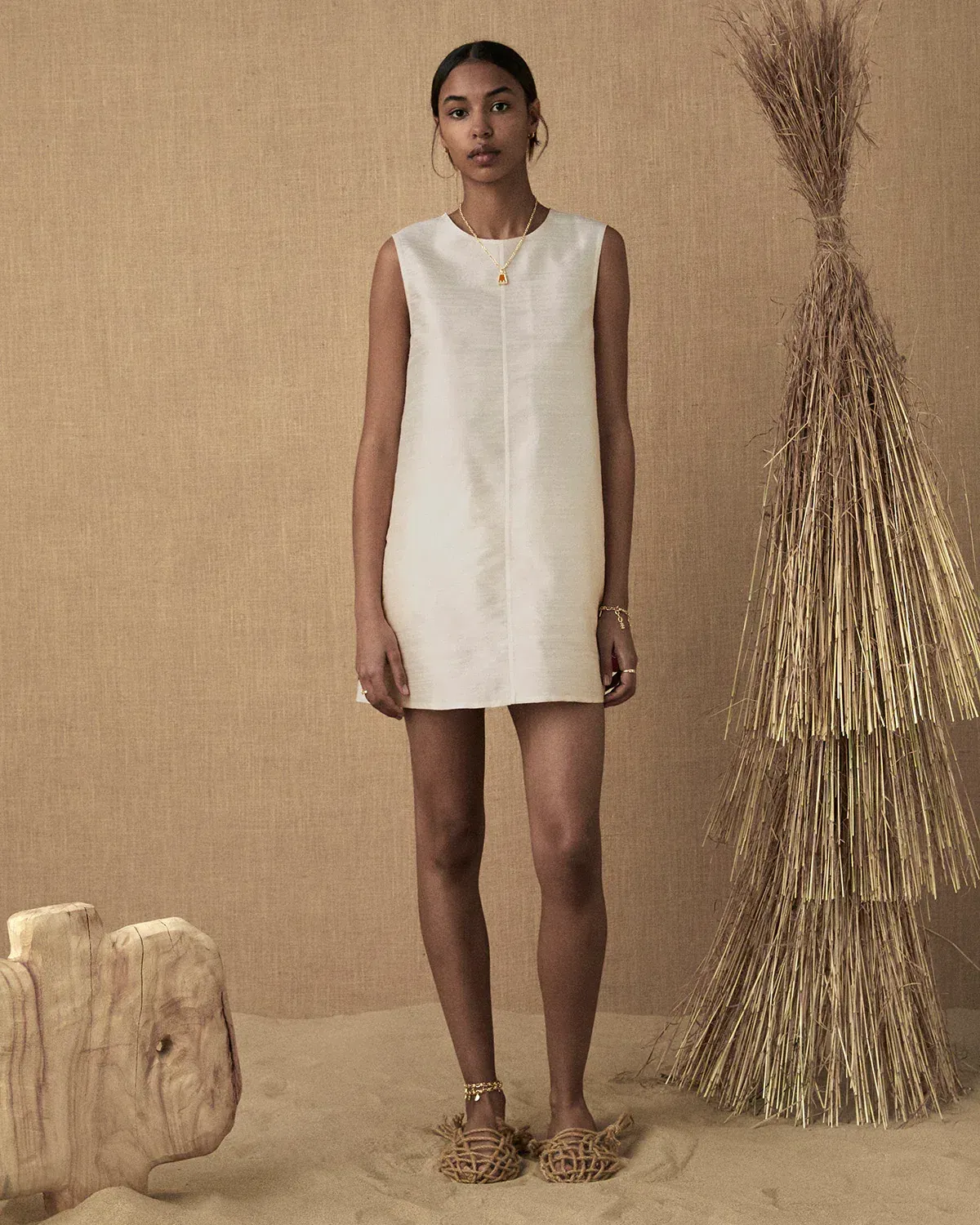 Lucy Folk Cartouche Silk Mini Dress - Image 1