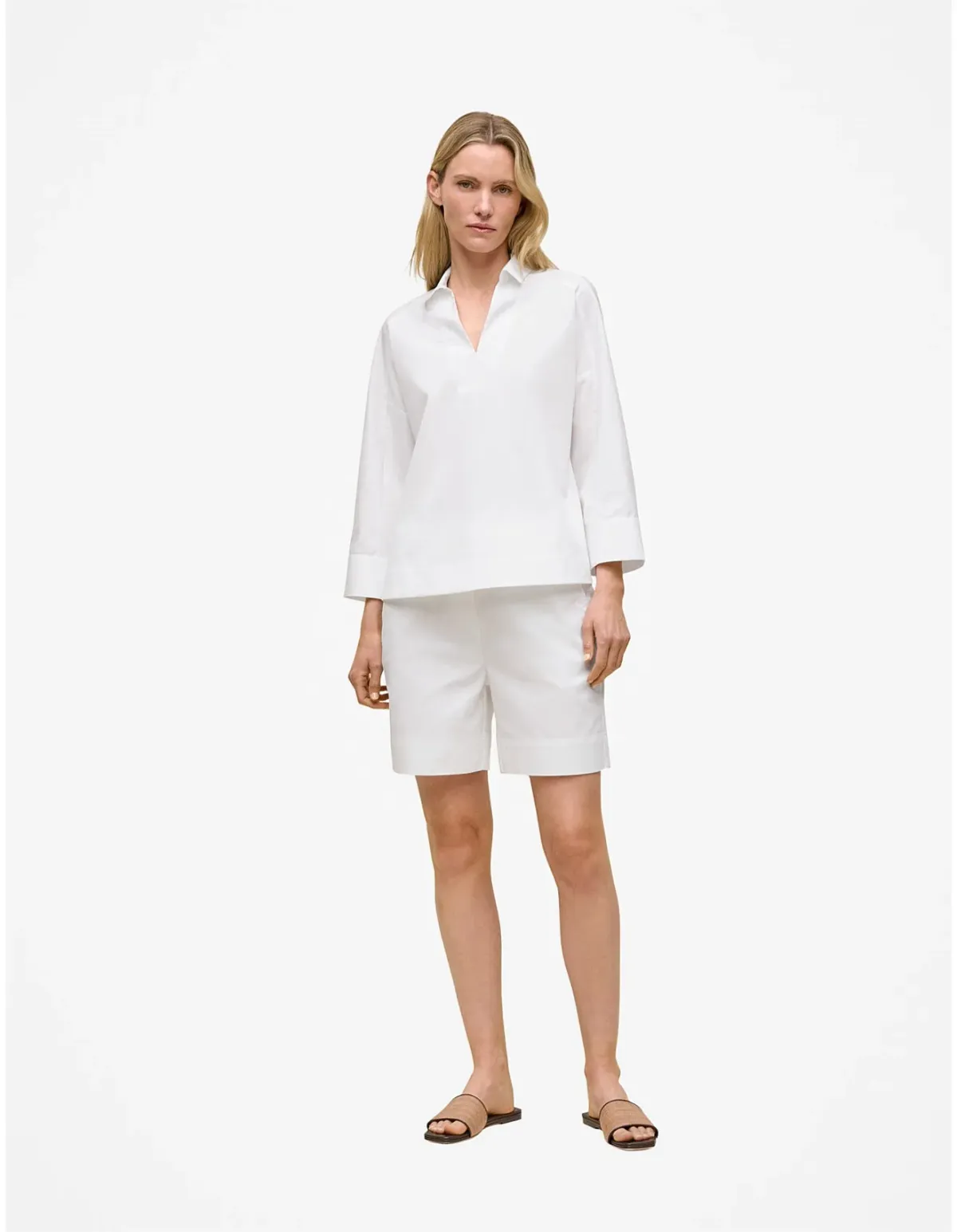 Trenery Fine Poplin Popover Shirt White Size 10 - Image 2