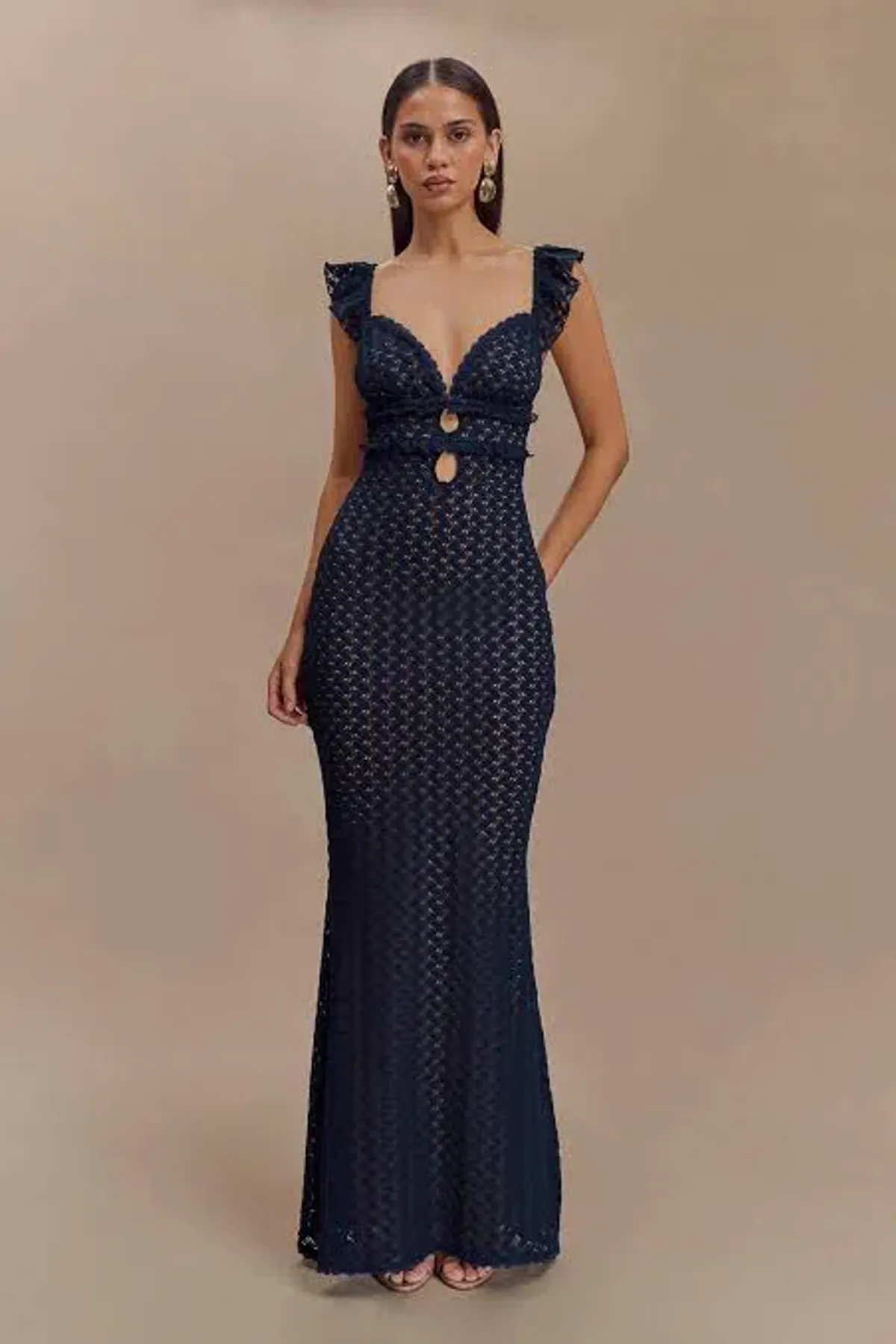 Meshki Ezra Lace Maxi Dress - Navy Size 8/S - Image 1