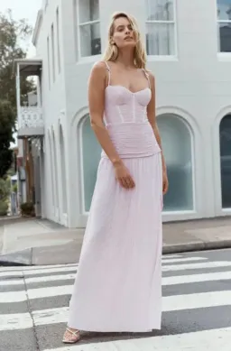 Manninng Cartell Double Time Pleat Dress Hydrangea Pink Bridesmaid Dress in AU 6 for rent on The Volte - image 3