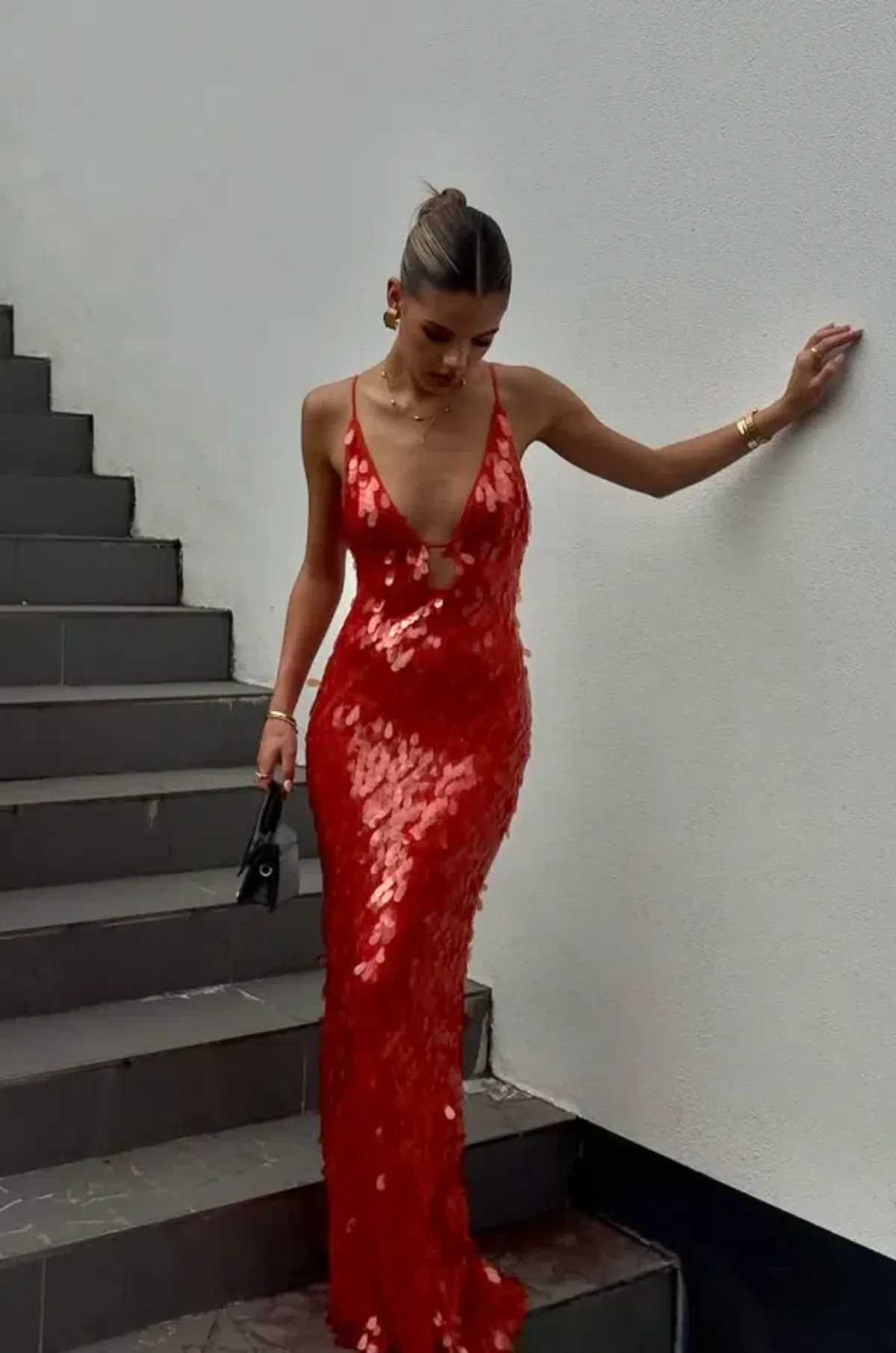 Misha Sapphire Sequin Maxi Dress in Red Sequin Size S / AU 8 - Image 1