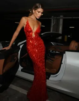Misha Sapphire Sequin Maxi Dress in Red Sequin Size M / AU 10 for rent on The Volte - image 1
