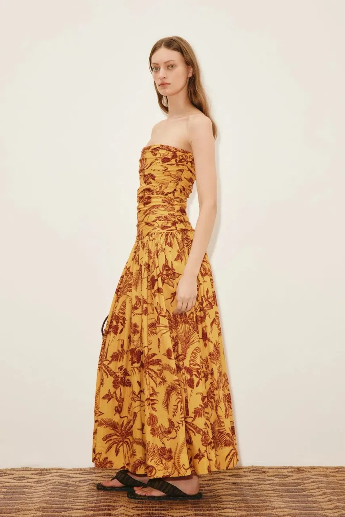 Alemais Banana Blossom Ruched Gown Marigold Size 6 - Image 5