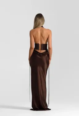 NATALIE ROLT VERITY BUSTIER + EVELYN MAXI IN ESPRESSO for rent on The Volte - image 3