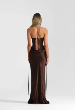 NATALIE ROLT VERITY BUSTIER + EVELYN MAXI IN ESPRESSO for rent on The Volte - image 2