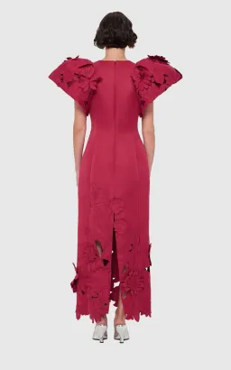 Leo Lin Exclusive Lucinda Floral-Appliquéd Cutout Crepe Maxi Dress Red Size 12 for rent on The Volte - image 2