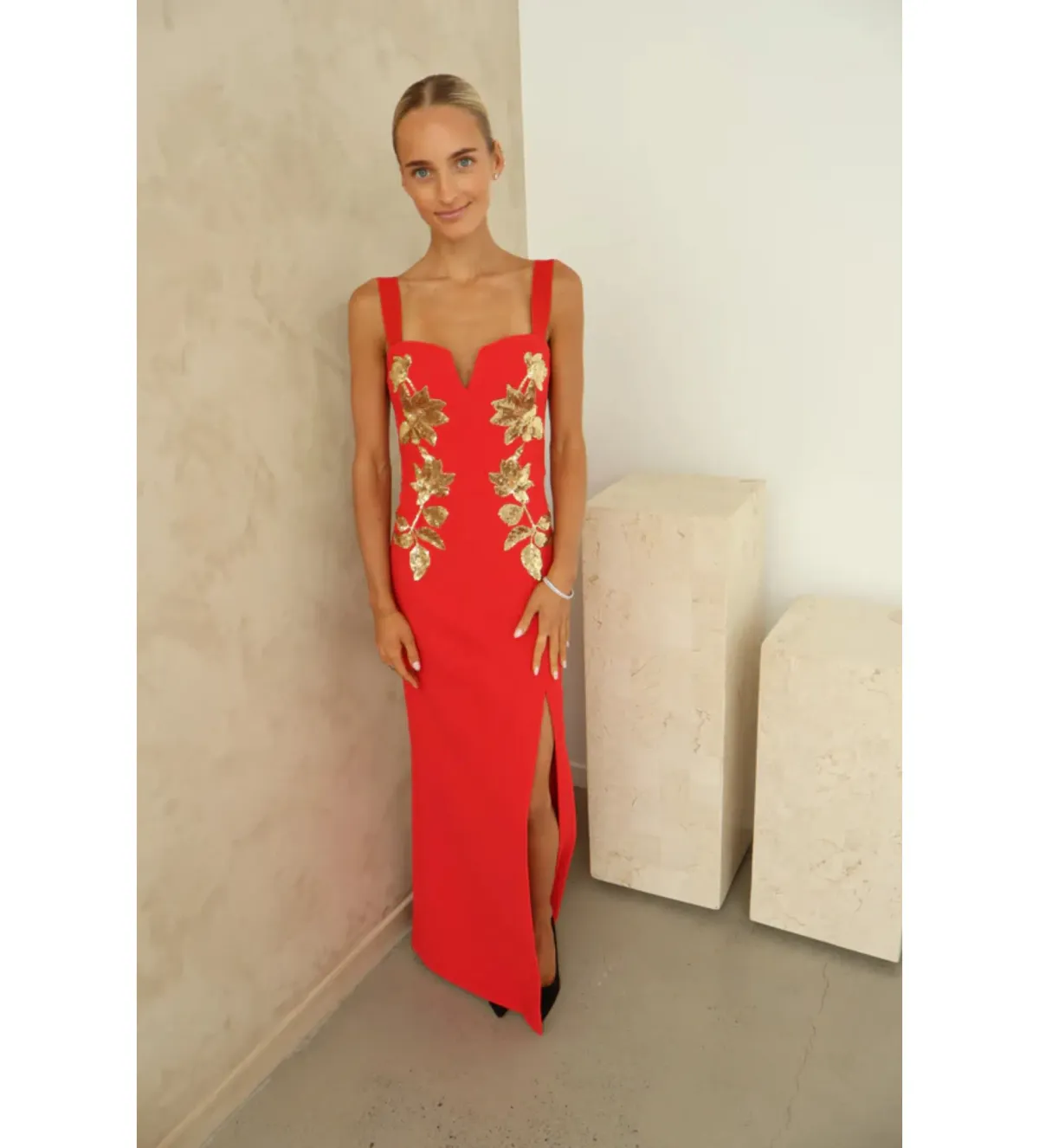 Rebecca Vallance Versaille Sequined Crêpe Gown in Red Size AU4 - Image 2