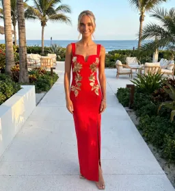 Rebecca Vallance Versaille Sequined Crêpe Gown in Red Size AU4 for rent on The Volte - image 1