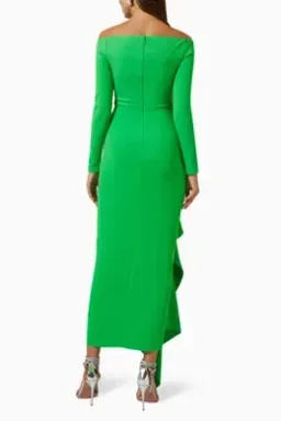 Solace London Off-the-shoulder Ruffled Dress Lotus Green Size 10 for rent on The Volte - image 4