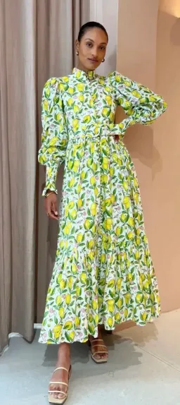 Palm Noosa - Royal Flush Dress - Lemon Print - Size 8  for rent on The Volte - image 1