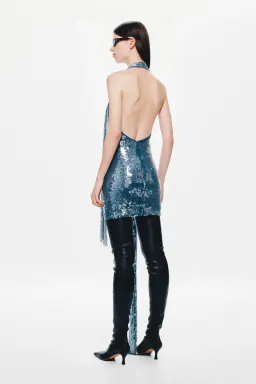 💙 MISHA Rivera Sequin Mini Dress – Teal Blue – Size AU 6 (XS) 💙  for rent on The Volte - image 4