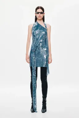 New MISHA Rivera Sequin Mini Dress – Teal Blue – Size 4 / XXS 💙    for rent on The Volte - image 6