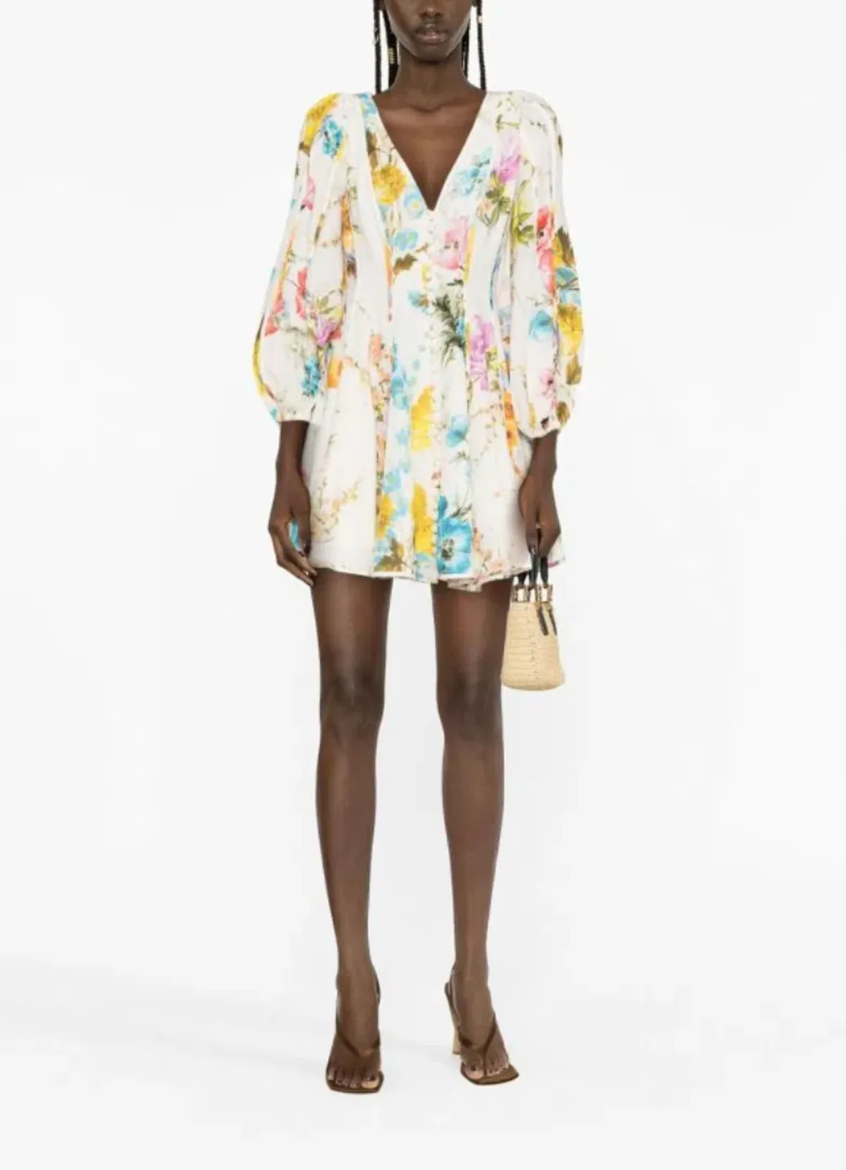 Zimmermann Halcyon Panelled Floral Puff Sleeve Mini Dress in Size 0P / AU 6 P - Cottagecore & Garden Party Dress - Image 1
