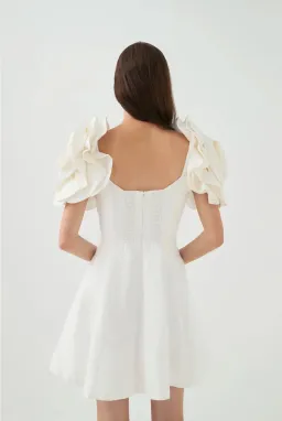 Aje Twyla Mini Dress Ivory Size 10 for rent on The Volte - image 7