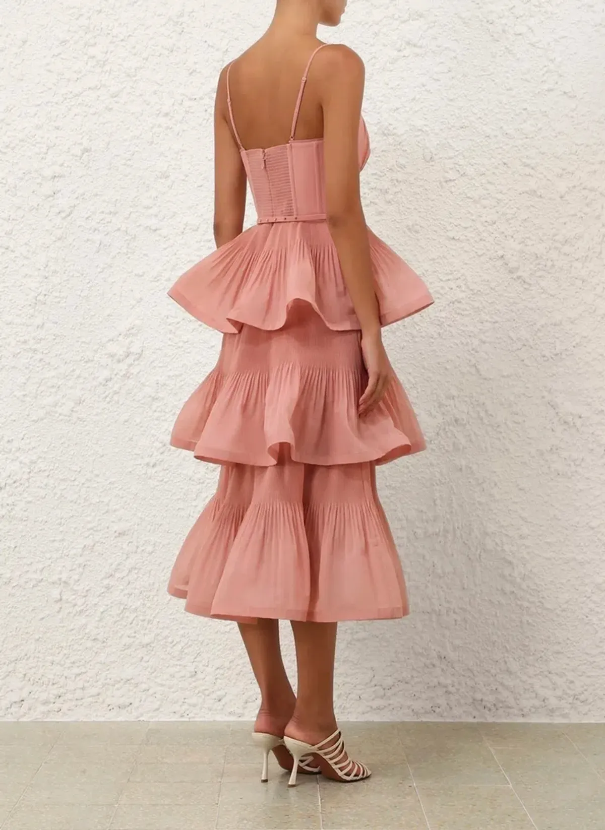 Zimmermann Pleated Tiered Midi in Dusty Pink Size 1 - Image 3