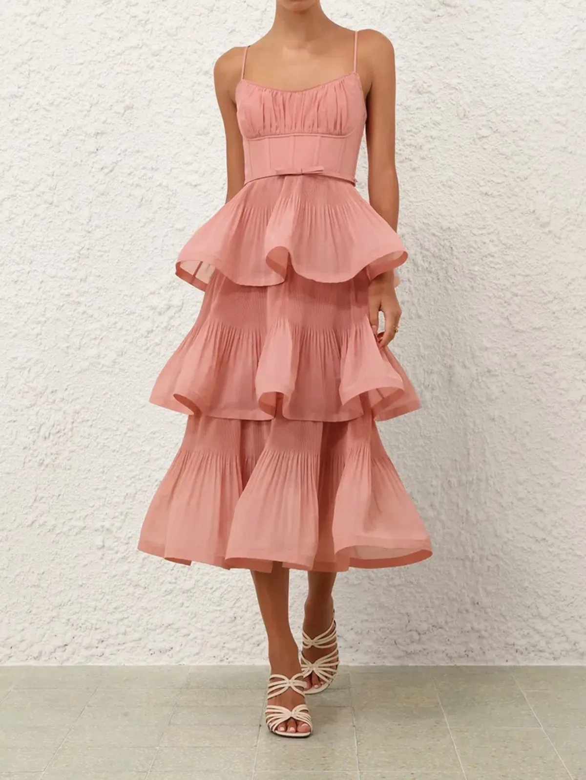 Zimmermann Pleated Tiered Midi in Dusty Pink Size 1 - Image 1