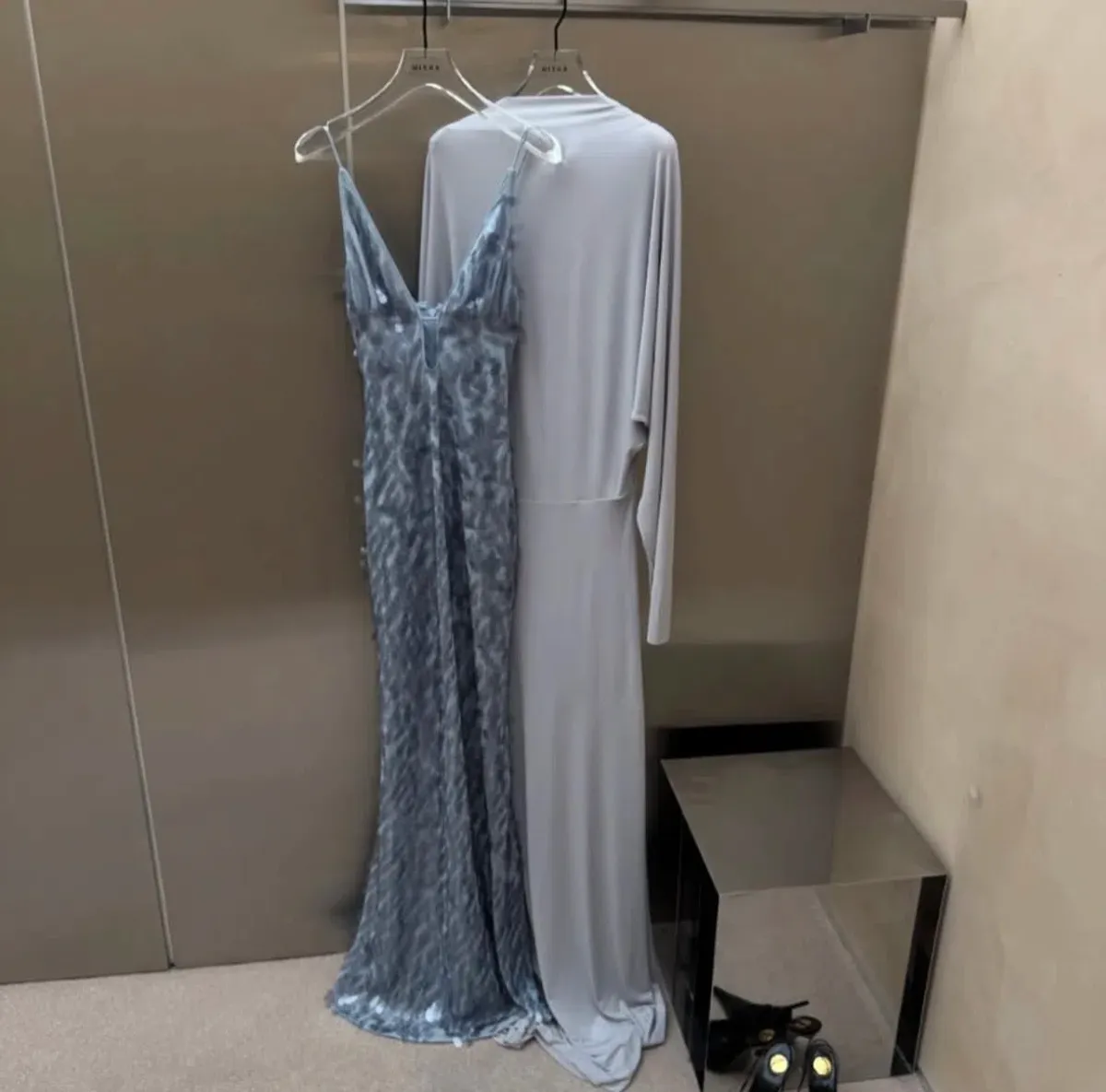 MISHA THE SAPPHIRE SEQUIN DRESS in dove grey size 8 - Image 4
