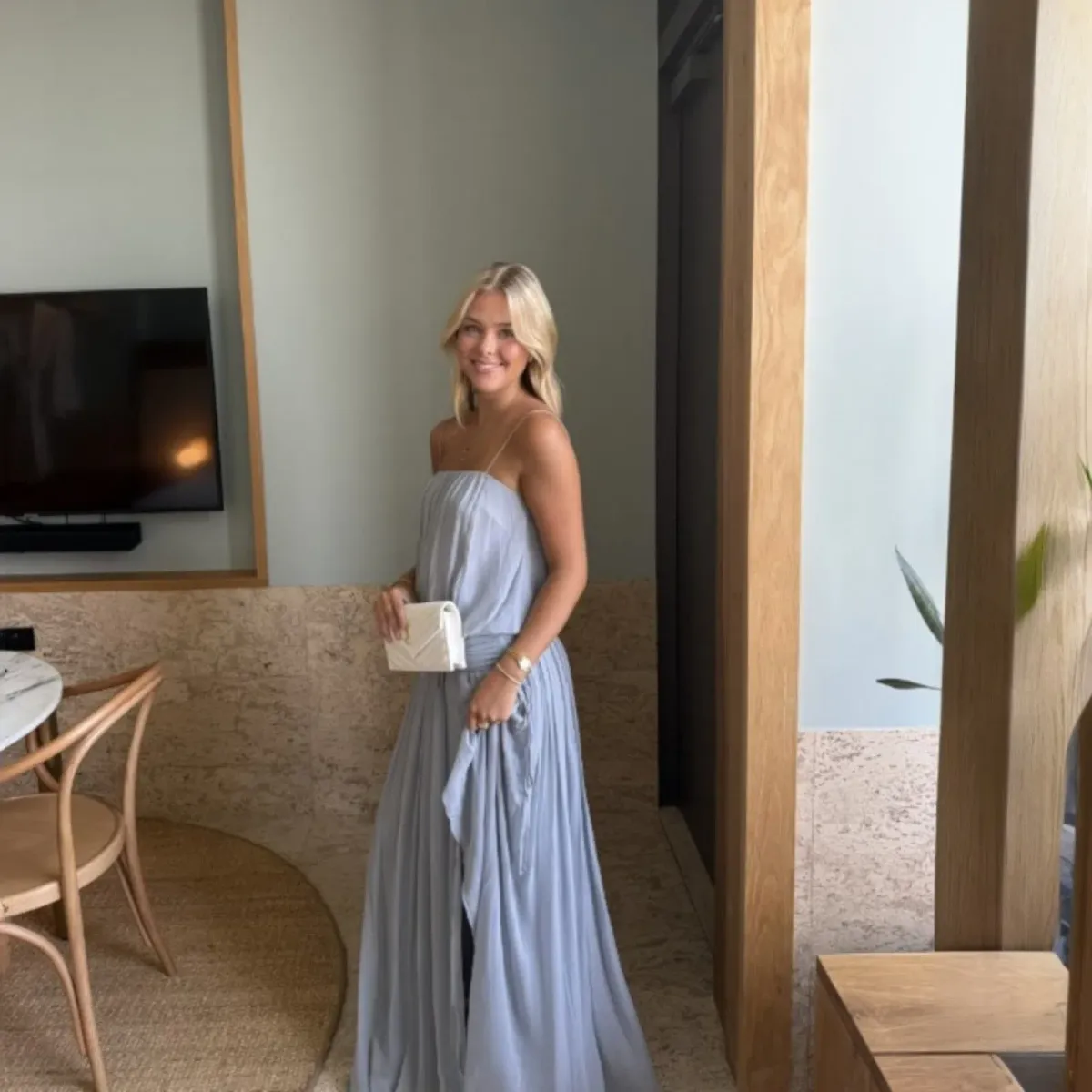 Bec & Bridge Camille Blouson Dress In Cloud Blue Size 8 - Image 1